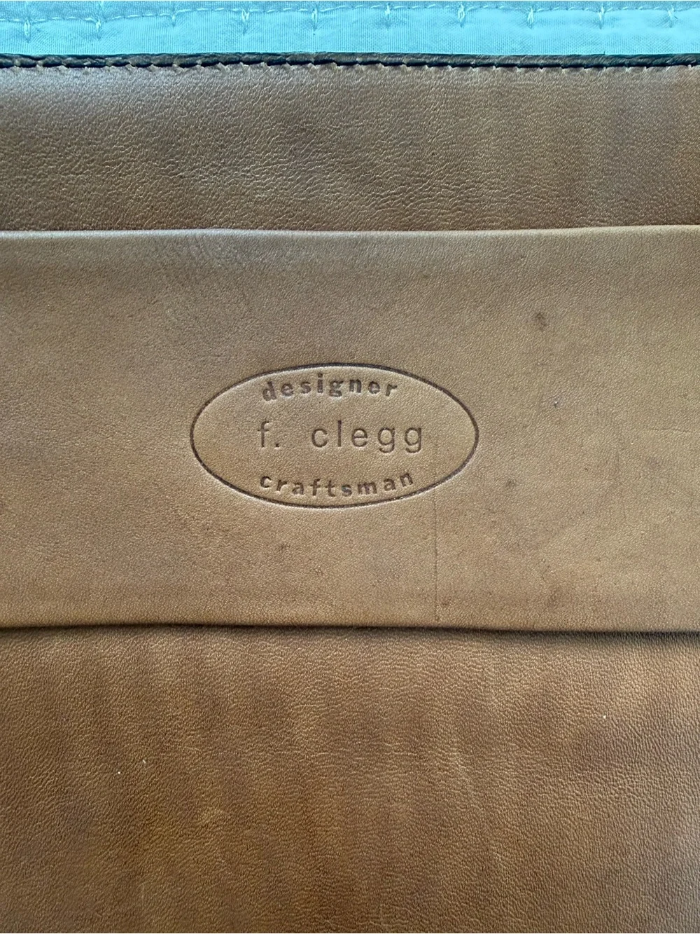 Vintage Artisan-made full-grain leather portfolio by designer F. Clegg.